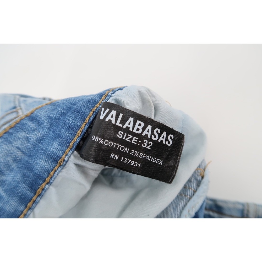 Valabasas Patchwork Jeans Men 32 Blue Button Fly Streetwear Denim Stacked Flared - Picture 4 of 14